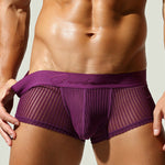 3 Pack Men's Striped Mesh Trunks with Comfort Pouch