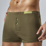 2 Pack Men's Premium Cotton Lightweight & Airy Button Fly Comfy Waistband Trunks