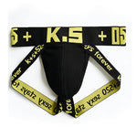 3 Pack Men's Letter Print Color Block Breathable & Stretchy Jockstraps