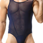 Men's Sexy Mesh Wrestling Singlet Bodysuit