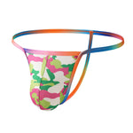 4 Pack Men's Low Rise Fashion Mesh Rainbow Camo Print Thongs