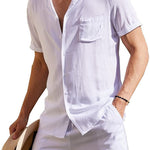 Men’s Button Down Short Sleeve Shirt Top and Shorts Set