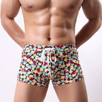 Men's Printed Skinny Swim Trunks With Drawstring