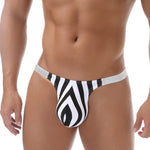 3 Pack Men's Zebra Stripe Glitter Sexy Low-Rise Support Large Pouch Strings