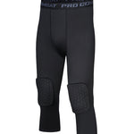 Men's High-Elasticity Impact Protection Hex Knee Guard Activewear Tights