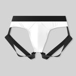 2 Pack Men's Sexy Thong with Elastic Leg Straps and Contoured Pouch