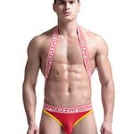 Men's Sexy Mesh U-convex Large Pouch Breathable Vest One-piece Suspender T-back