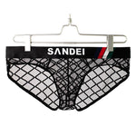 3 Pack Men's Low-Rise Lace Sexy Mesh Briefs And Thongs
