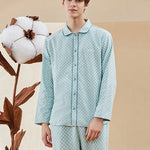 Woven Yarn-dyed Checkerboard Couple Cotton Comfortable Pajama Sets