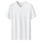 60S Double-Sided Modal Fashion V-neck Men's Solid Color Short-Sleeved T-shirt