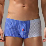 2 Pack Men's Fashionable Cotton Lounge Shorts with Stripe Patchwork
