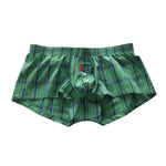 2 Pack Men's Cotton Plaid Boxers with 3D U-Pouch and Button Fly