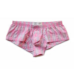 Mens Plaid Front Pouch Boxer Shorts