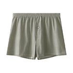 3 Pack Men's Cotton Breathable Striped Button Fly Loose Fit Home Shorts