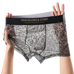4 Pack Men's Seamless Comfort No-Roll & Breathable Leopard Print Trunks