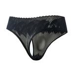 4 Pack Men's High-Stretch & Low-Rise Lace Trim Large Pouch Thongs
