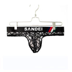 3 Pack Men's Low-Rise Lace Sexy Mesh Briefs And Thongs