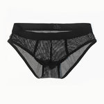 3 Pack Men's Sheer Elegance Mesh Solid Color Low-Rise Stretch Briefs