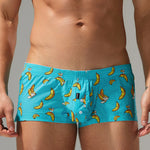 2 Pack Men's Low-Rise Cotton Boxer Shorts with Playful Print