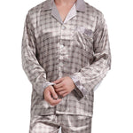 Men's Print Sleepwear Silk Satin Pajamas Set