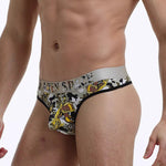 3 Pack Men's Trendy Prints Comfort U-Pouch Design Mesh Breathable Thongs