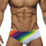 Men’s Rainbow Stripes Swim Briefs with Removable Pad