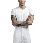 Men’s Button-Front One-Piece Romper – Soft, Stretchy & Comfortable Fit