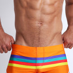 Men's Rainbow Striped Swimming Trunks