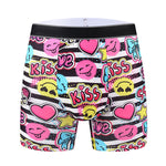 4 Pack Men's Graffiti Cartoon Print Skin-Friendly Mid-Rise Boxer Briefs