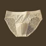 3 Pack Men's Ice Silk 10A Cooling Camellia Satin Lace Briefs