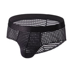 4 Pack Men's Breathable Mesh Solid Sheer & Sexy Wide Waistband Briefs