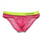 3 Pack Men's Low-Waist Sexy Big Mesh Breathable Transparent Sports Briefs