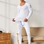 Men's Splicing Lines Cotton Thermal Underwear Set
