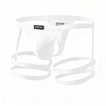 2 Pack Men's Low-Rise Sexy Thong with U-Pouch and Fixed Thigh Straps