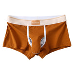 3 Pack Men's Elephant Trunk Separate Cotton Sexy Mid-Rise Solid Color Trunks