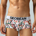 2 Pack Men's Comfortable Breathable Messy Lines Polyester Boxer Briefs