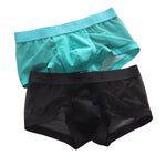 2 Pack Men's Stay-Put Fit Lightweight & Airy Solid Color Semi-Transparent Trunks