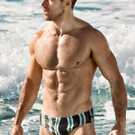 Men Casual Stripe Quick Drying Swim Briefs