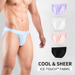 2 Pack Men's Ultra-Soft Ice Silk Quick-Dry Smooth Cooling Briefs