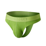 2 Pack Men's Ribbed Low-Rise Support Thongs with U-Shape Pouch