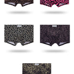 4 Pack Men's Leopard Print Mid-Rise Breathable Antibacterial Trunks
