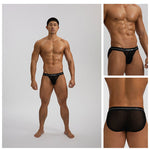 2 Pack Men’s Sexy Striped Mesh Briefs