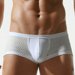 2 Pack Men's Sexy Semi-Sheer Lace Mesh Trunks with Contoured U-Pouch
