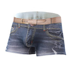 2 Pack Men's Denim Printed Cotton Boxer Briefs