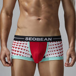 2 Pack Men's Low Rise Sexy Heart U-Shaped Pouch Boxer Briefs