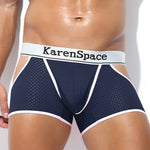 2 Pack Men's Low-Rise Side Vent & Cut-Out Design Breathable Mesh Trunks