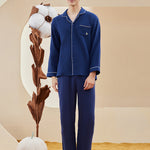 Double-layered Crepe 100% Cotton Solid Color Couple Pajamas Set