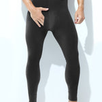 Men's High Waist Plus Fleece Cotton Warm Pants with  with Fly