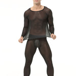 Men's Ultra-Thin Ice Silk Sheer Sensual Seamless Activewear Tops & Tights