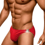 Men's Quick-Dry Odor-Control Solid Color Side Snap Swim Briefs